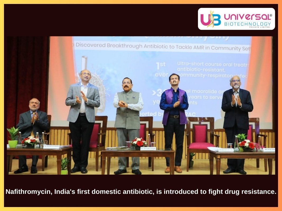 Nafithromycin, India's first domestic antibiotic, is introduced to fight drug resistance.